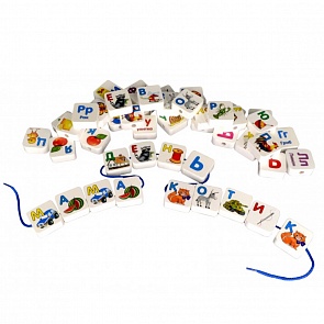 Шнуровка деревянная - Азбука, 33 детали, 4 шнурка (Alatoys, КША3301) Шнуровка деревянная - Азбука, 33 детали, 4 шнурка (Alatoys, КША3301)